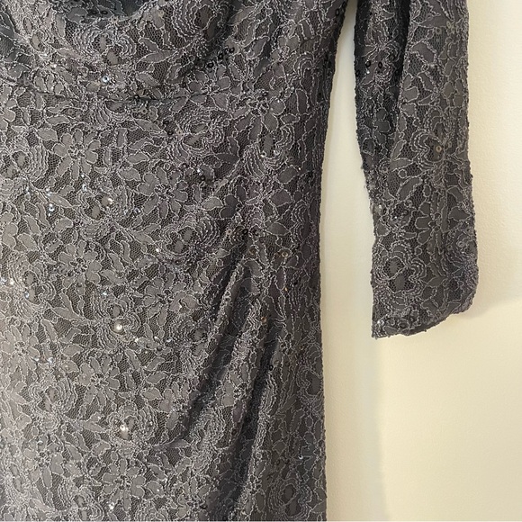 Lauren Ralph Lauren Gray Lace Sequin Cocktail Dress - Picture 4 of 8